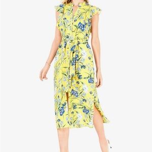 Maison Jules Printed Flutter-Sleeve Midi Dress